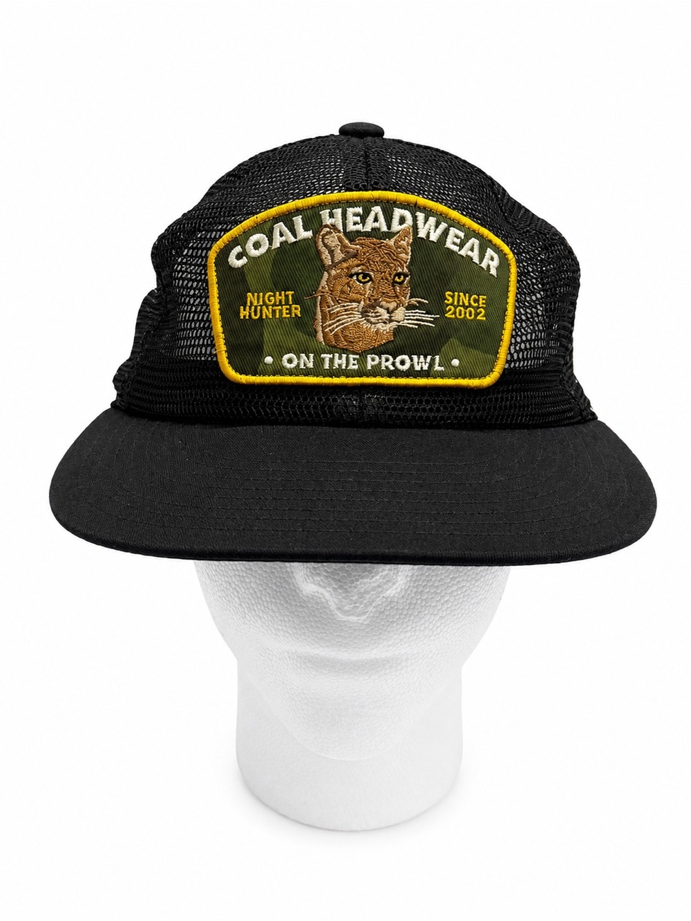 Coal Headwear Night Hunter Cougar Black Mesh Trucker Snapback Hat